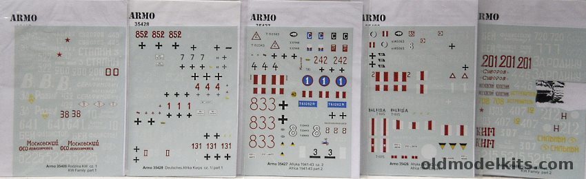 Armo 5 Sheets of Armor Decals plastic model kit